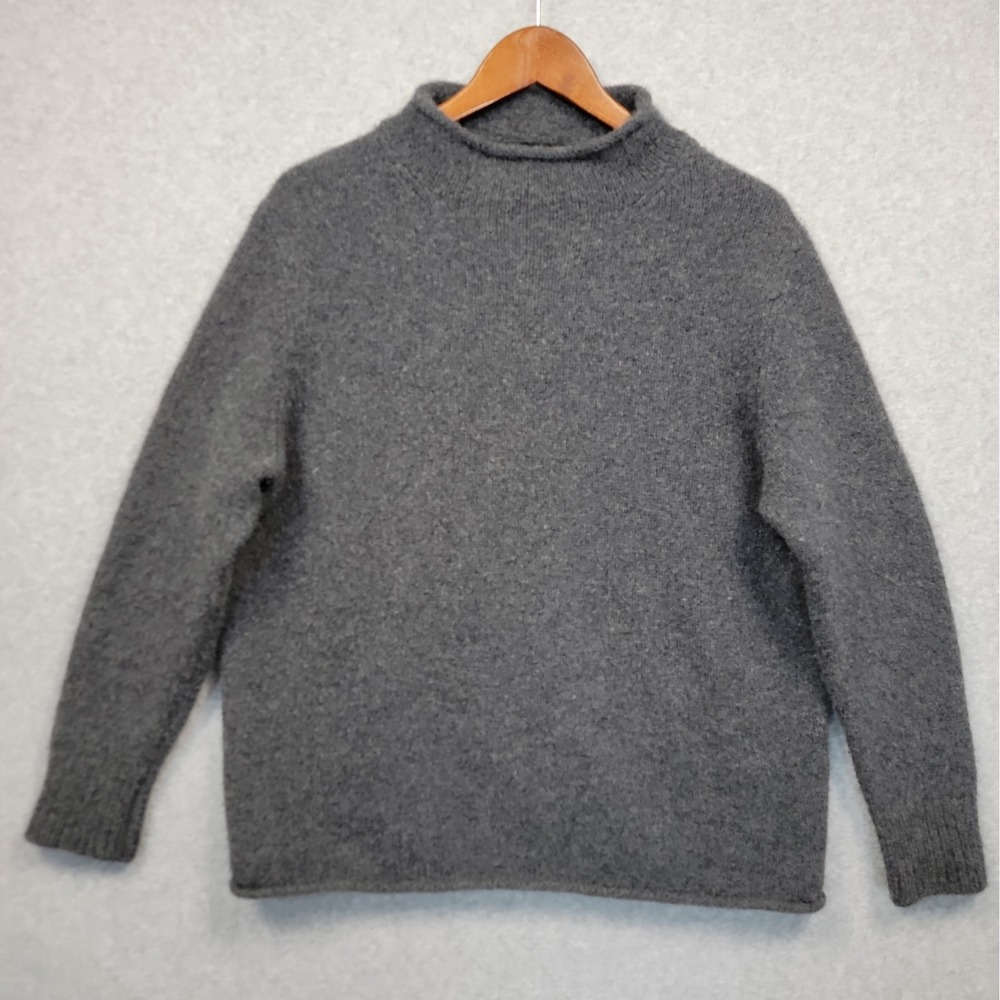NakedCashmere Joslyn Sweater Charcoal Gray Mock Neck One Size 100% Cashmere